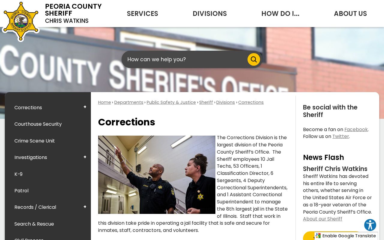 Peoria County arrest booking Corrections Division