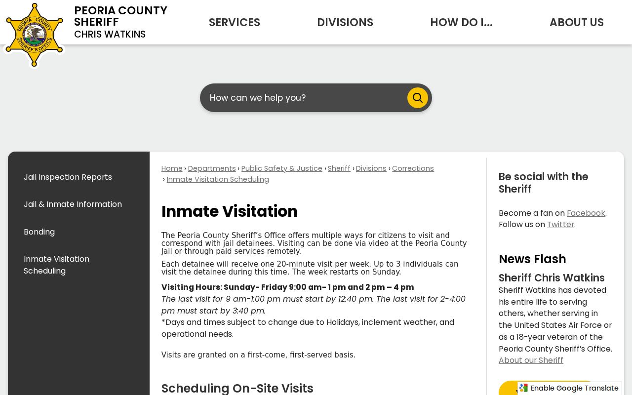 Peoria County arrest custody jail visitation rules
