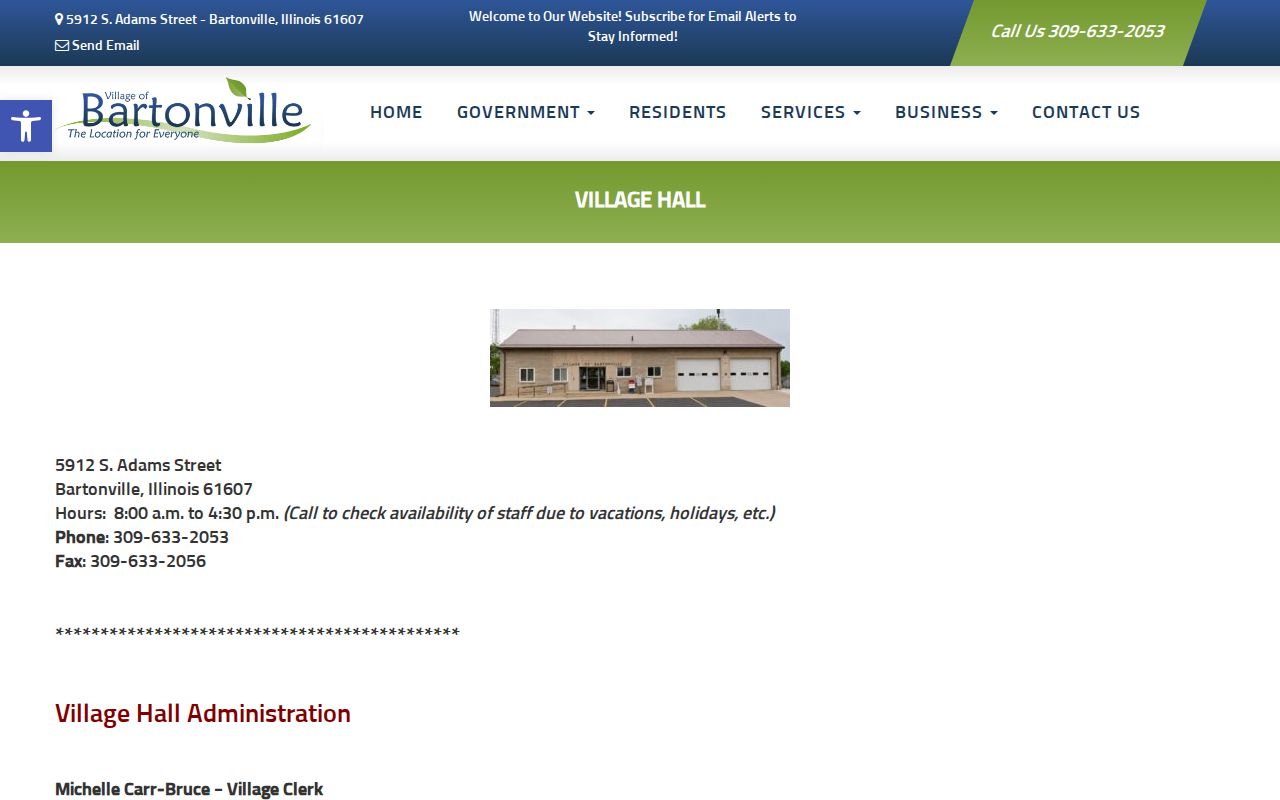 Bartonville village criminal records clerk office
