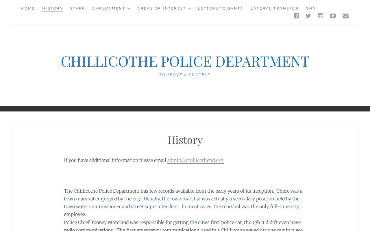 Chillicothe police criminal records history