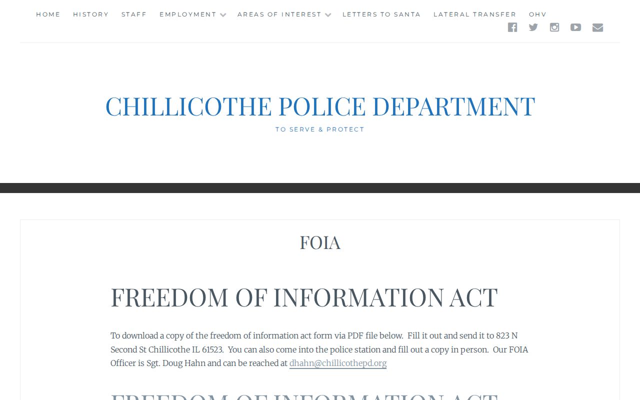 Chillicothe criminal record police FOIA page