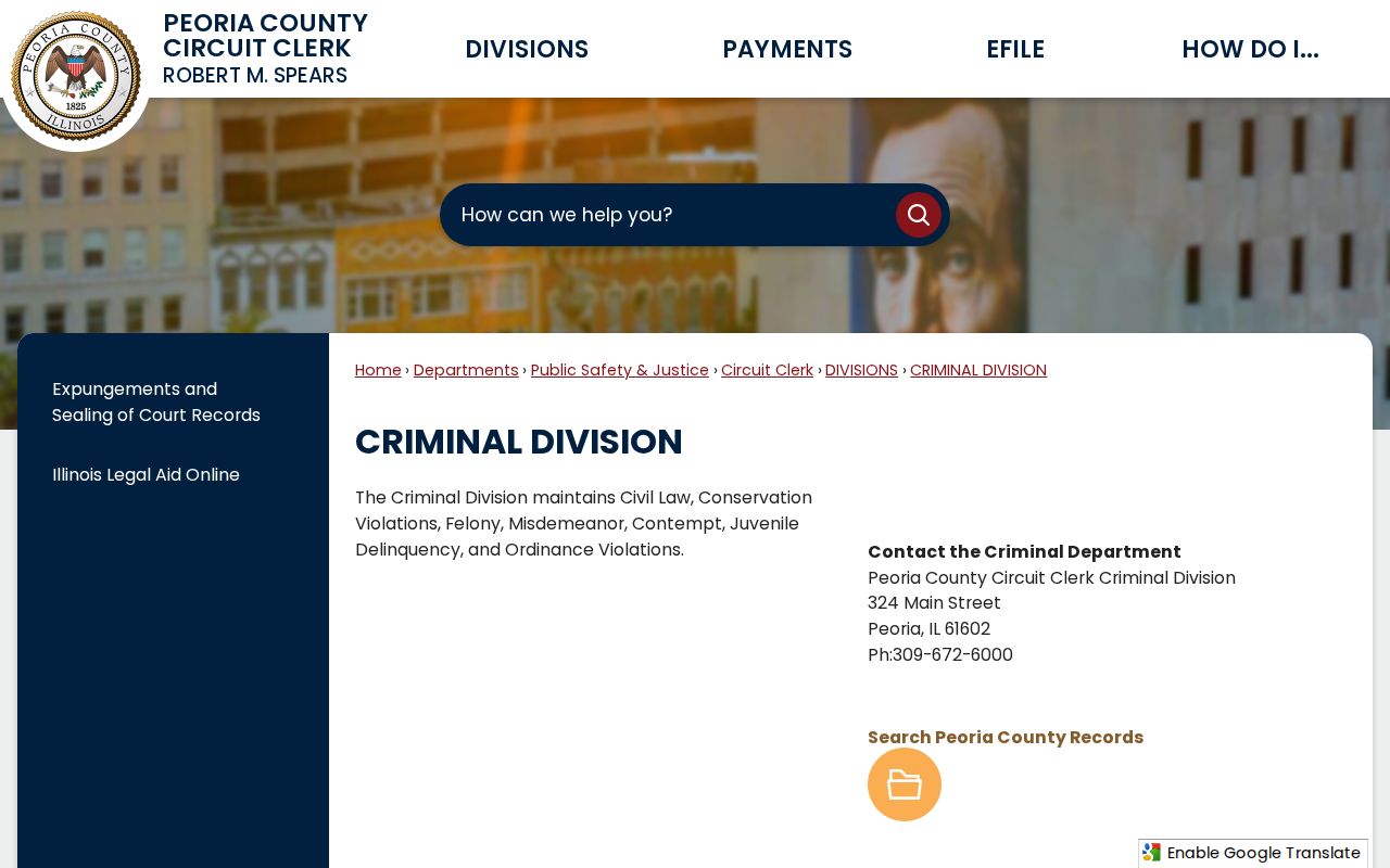 Peoria County criminal court Circuit Clerk division