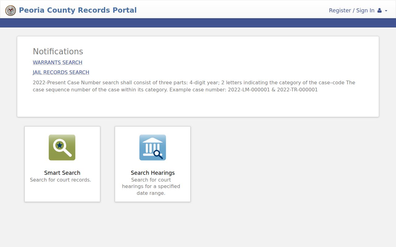 Peoria County criminal court case portal