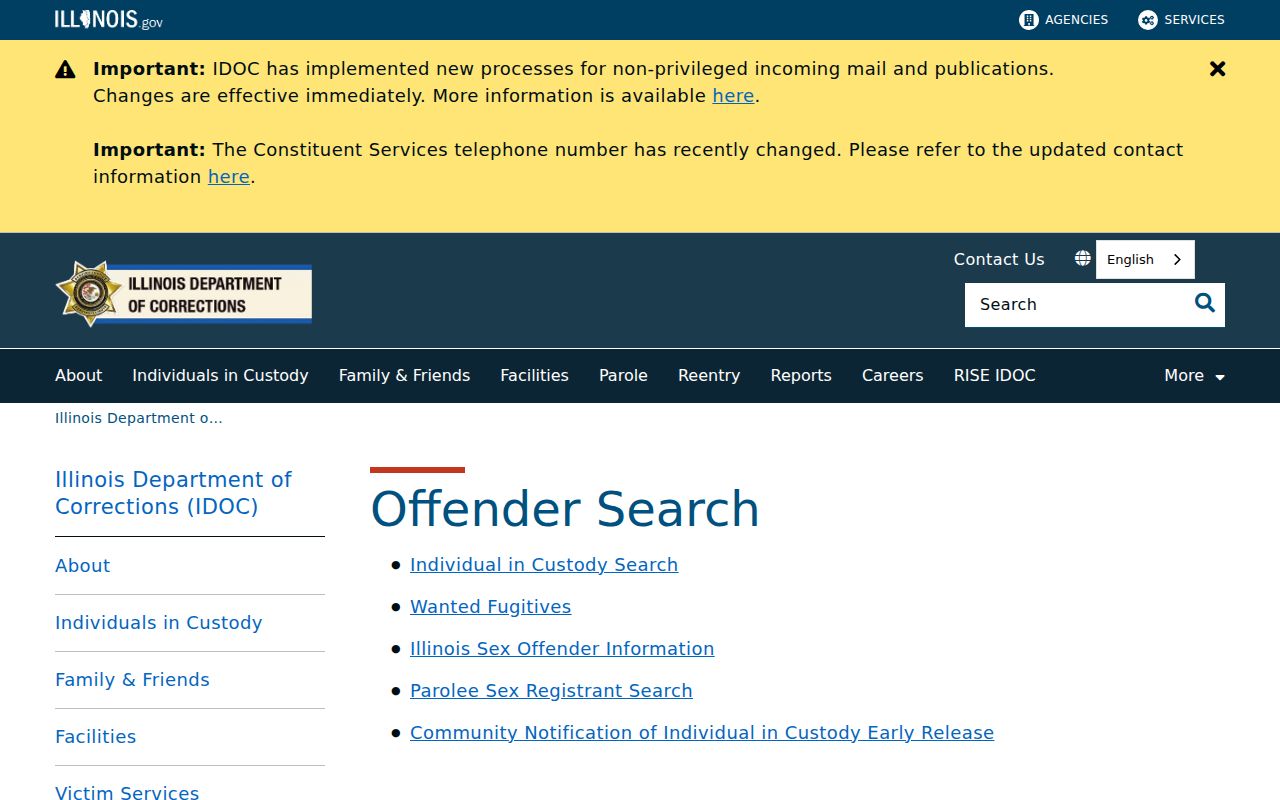 Peoria County criminal history IDOC custody search