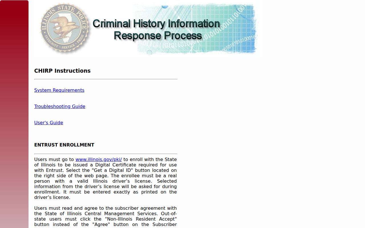 Peoria County criminal history CHIRP name search portal