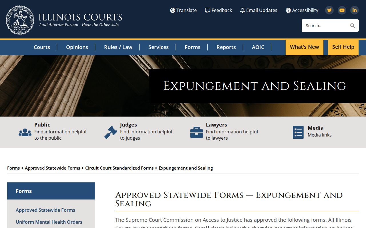 Peoria County criminal record Illinois expungement forms